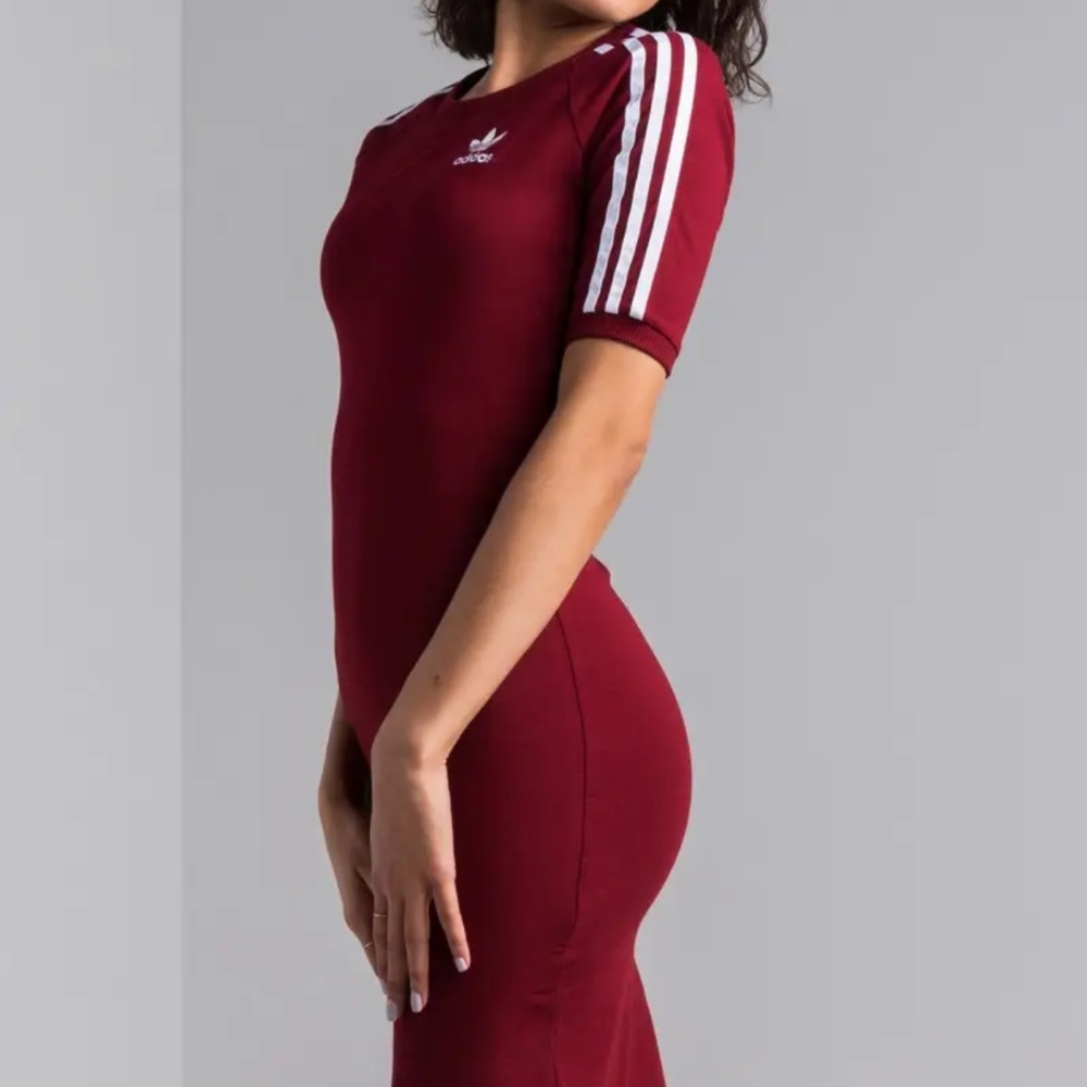 ADIDAS Originals Three Stripe Midi Ruby Dress - Picture 9 of 16